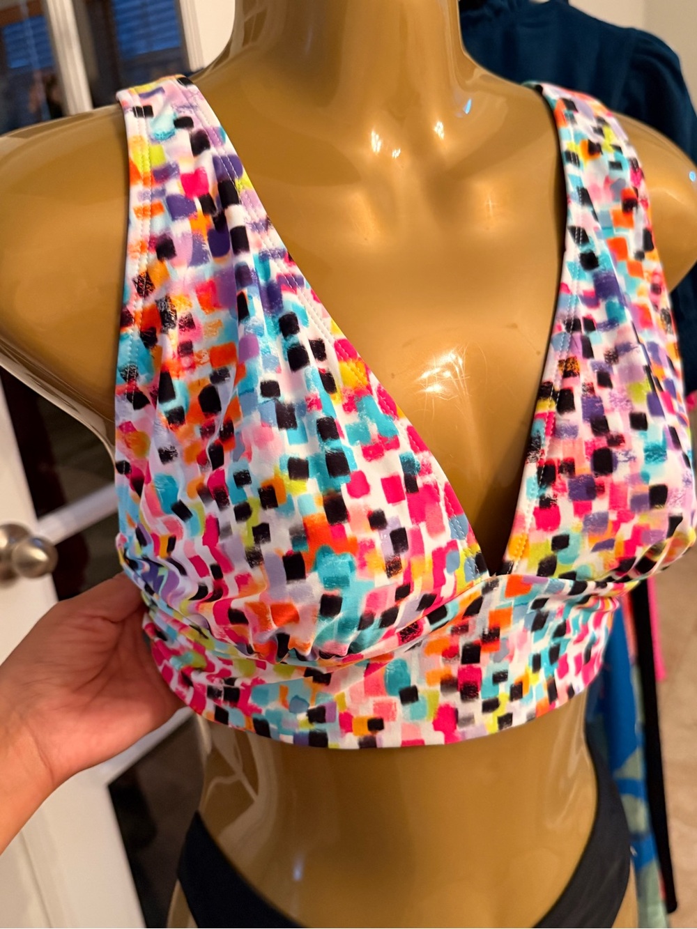 Anne Cole Multicolor Swimwear Bright Square Print - D Cup